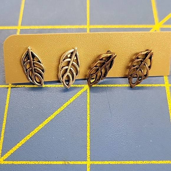 Silver Tone & Bronze Set of 2 pair Earrings - Picture 1 of 1